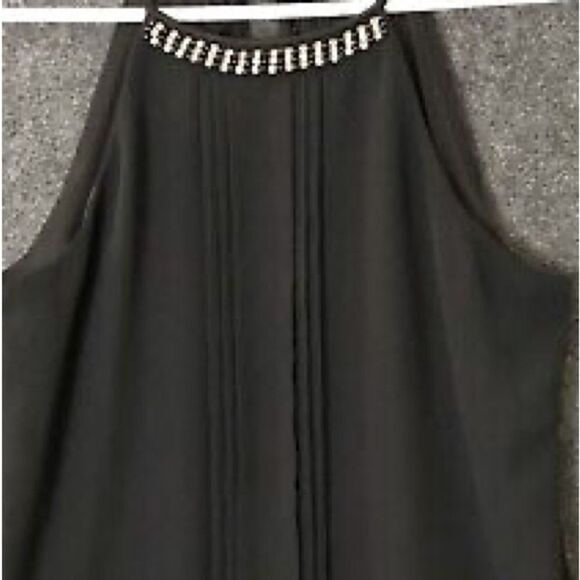 Express Black Halter Rhinestone Pleated Rhinestone blouse Small - Picture 3 of 9